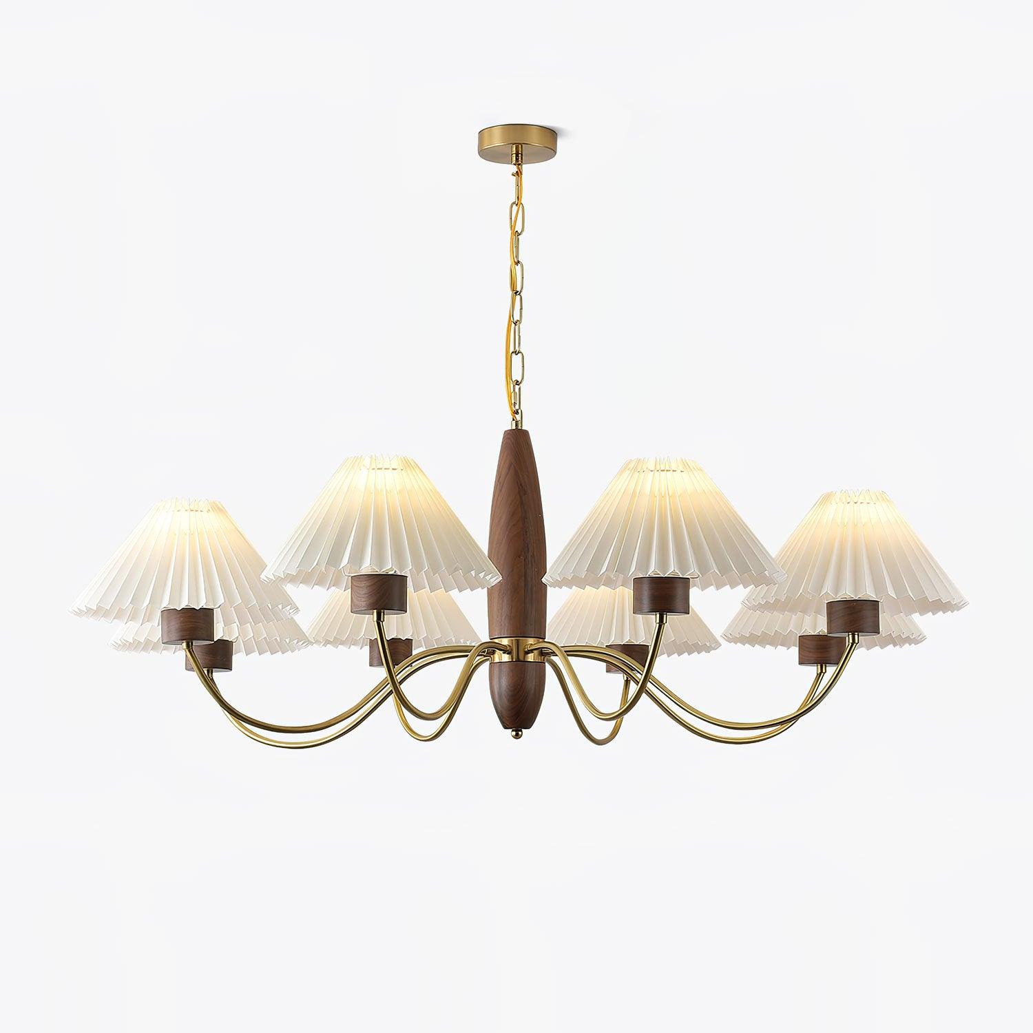 Lustra Chandelier Élégant en Noyer et Laiton - Neutralighting