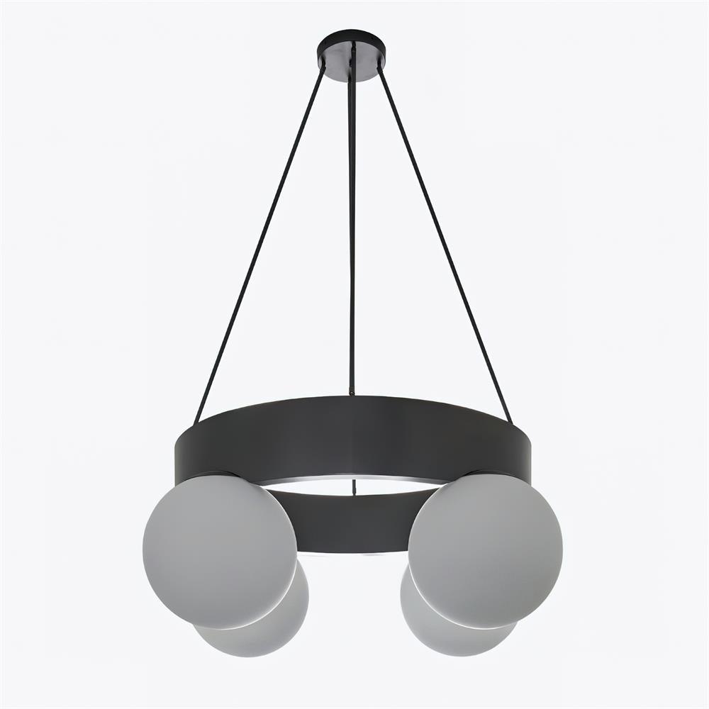 Asterios Lustre Anneau Noir Abat-jours Sphériques - Neutralighting
