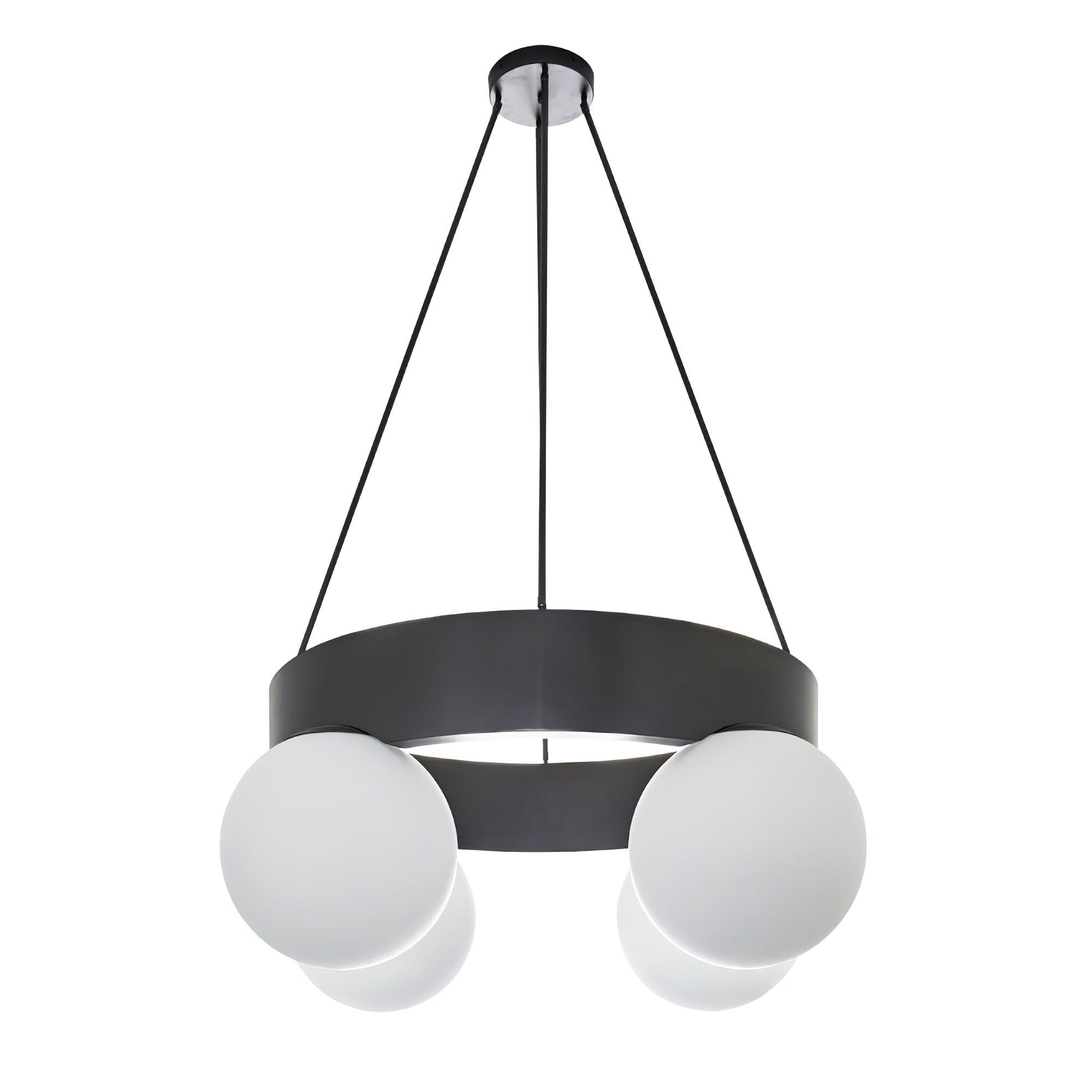 Asterios Lustre Anneau Noir Abat-jours Sphériques - Neutralighting