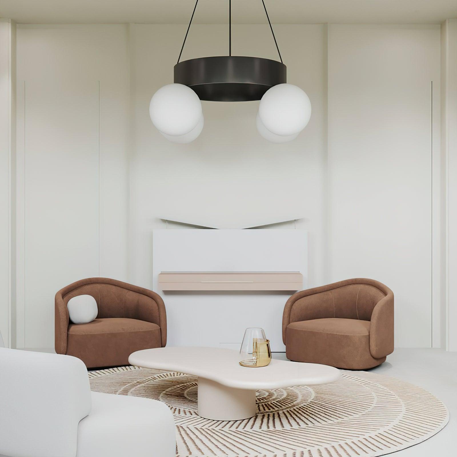 Asterios Lustre Anneau Noir Abat-jours Sphériques - Neutralighting