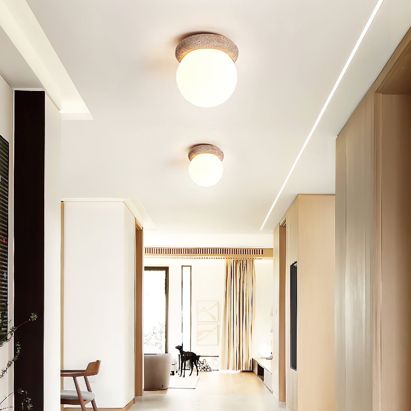 Colaeiel Disque-Globe Travertin Plafonnier - Neutralighting