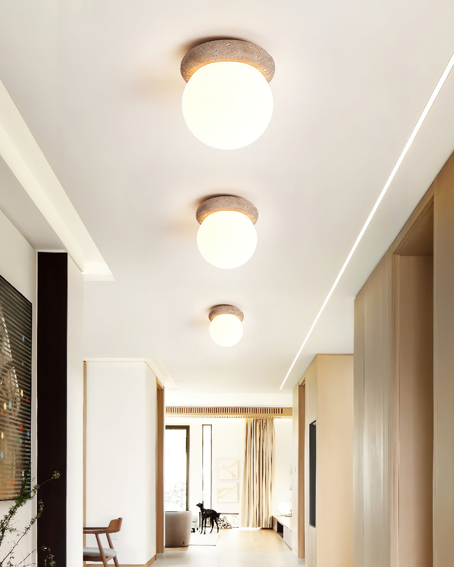 Colaeiel Disque-Globe Travertin Plafonnier - Neutralighting