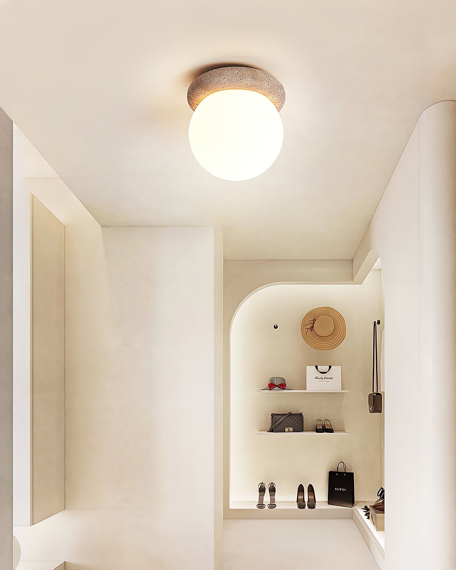Colaeiel Disque-Globe Travertin Plafonnier - Neutralighting