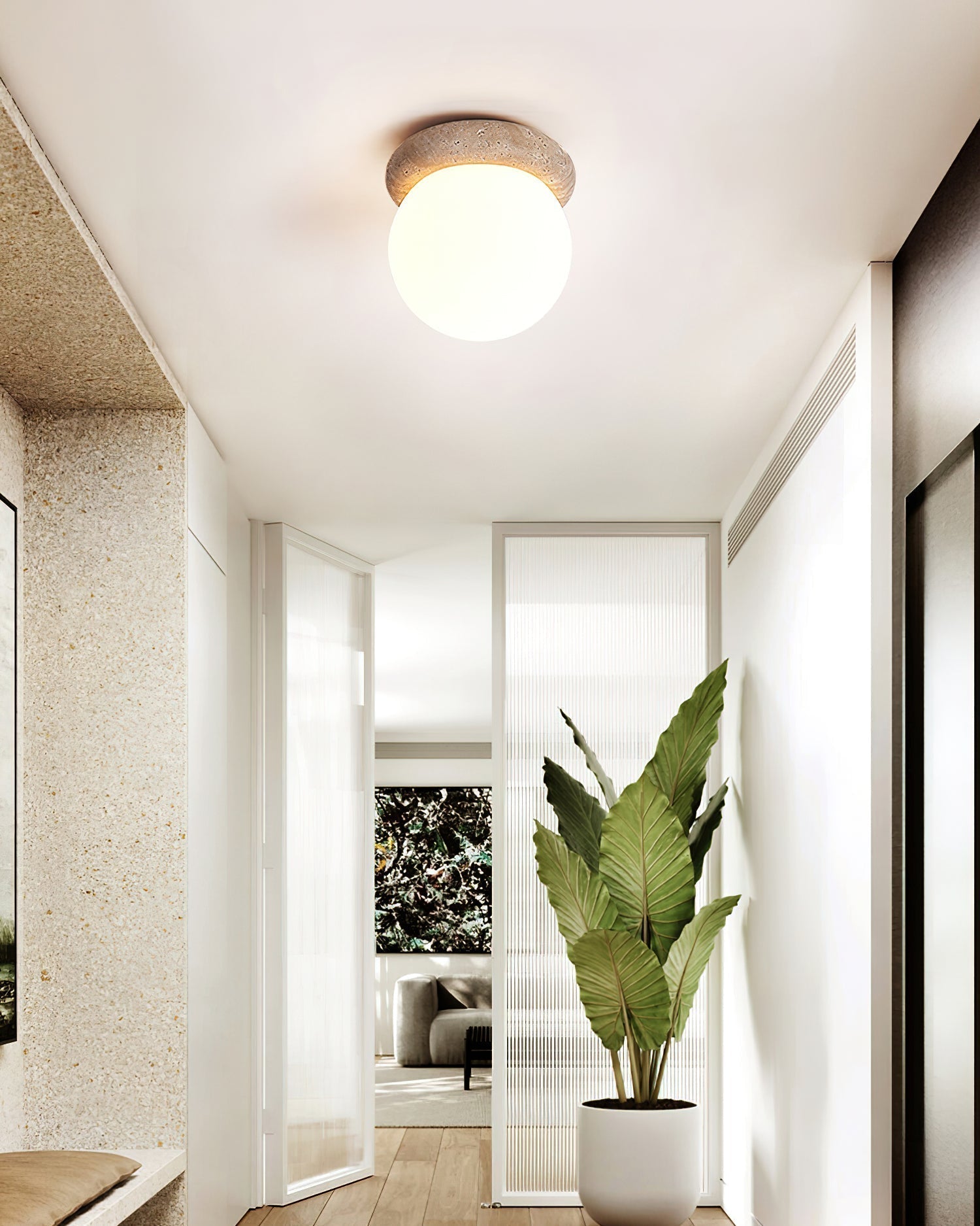 Colaeiel Disque-Globe Travertin Plafonnier - Neutralighting