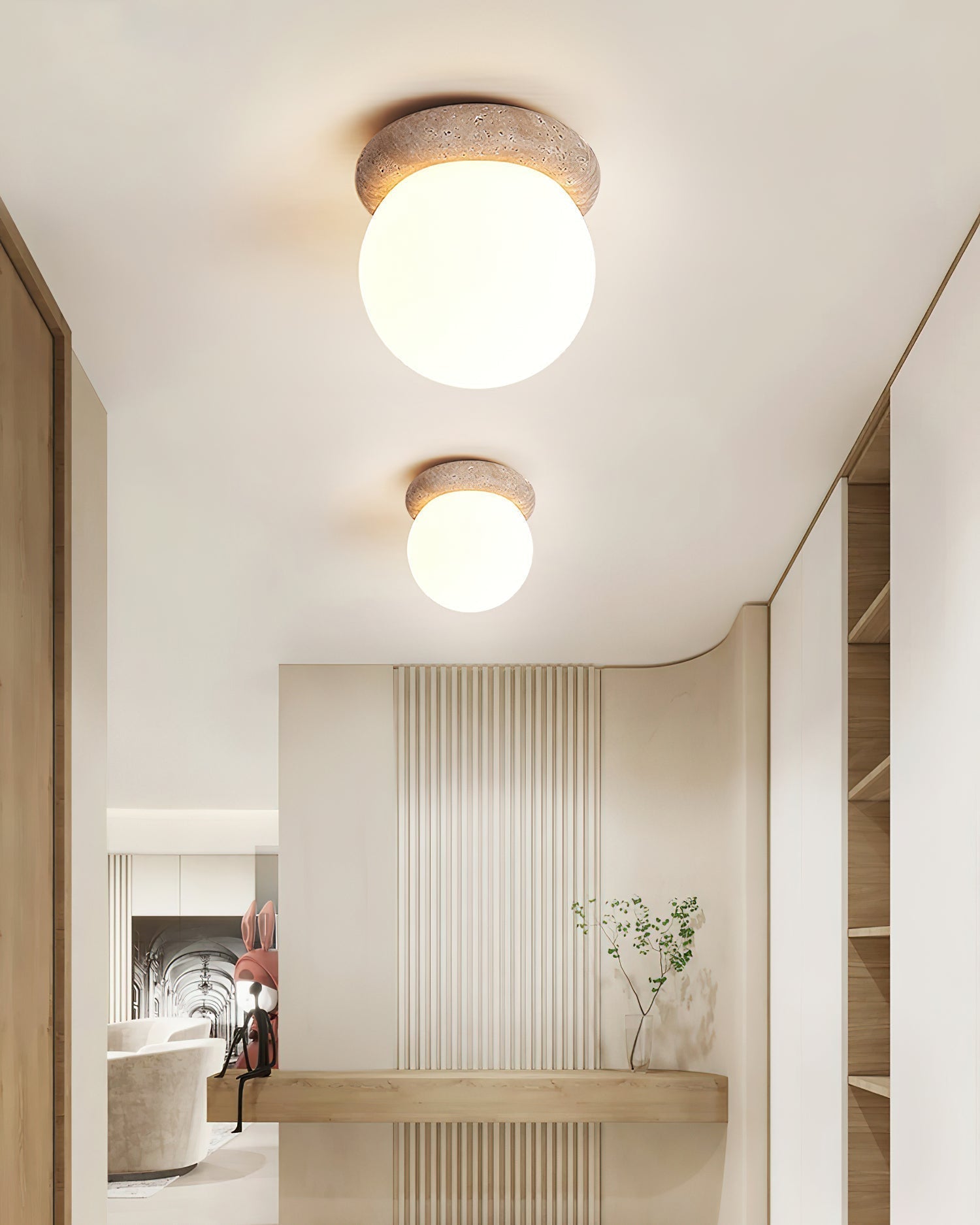 Colaeiel Disque-Globe Travertin Plafonnier - Neutralighting