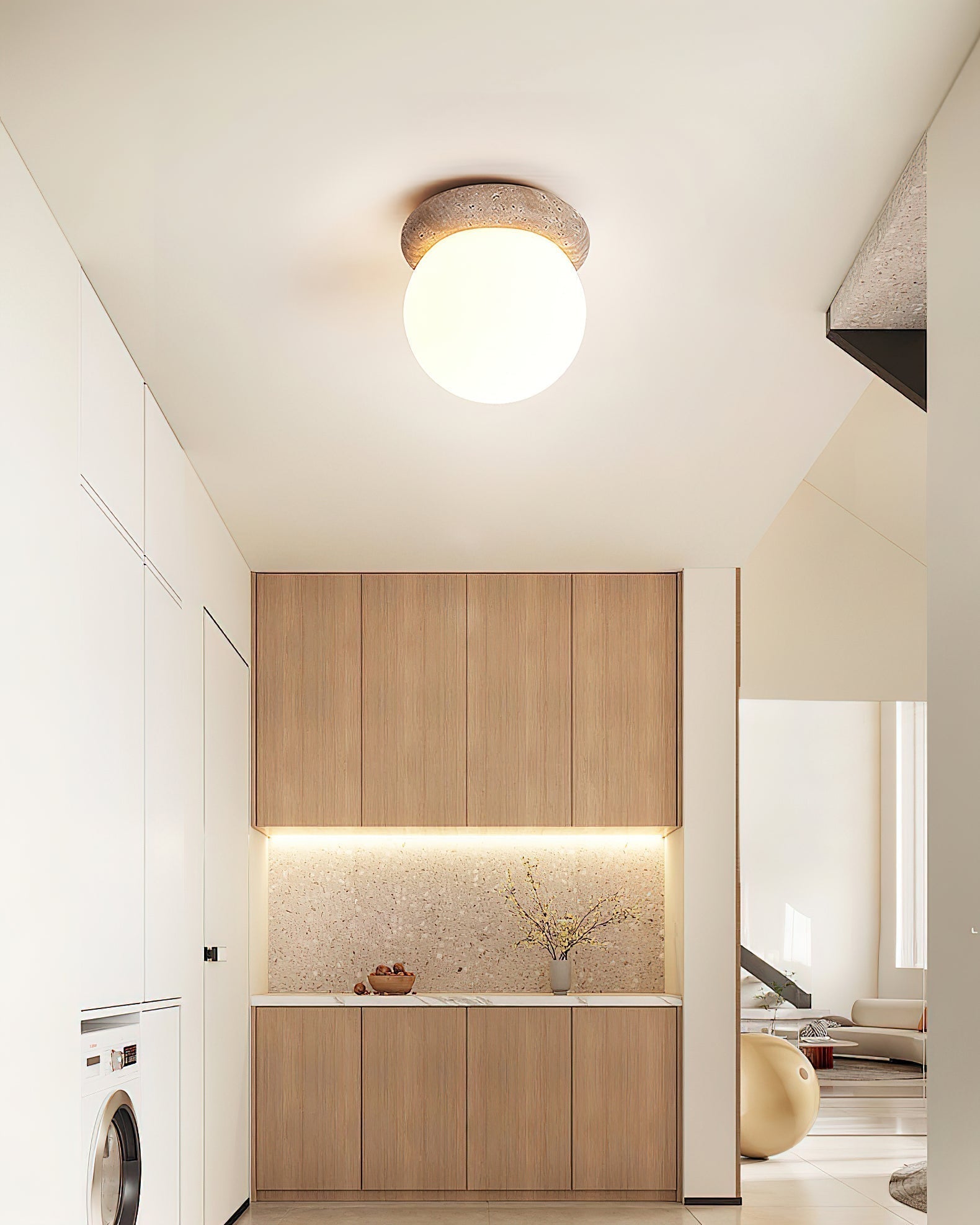 Colaeiel Disque-Globe Travertin Plafonnier - Neutralighting