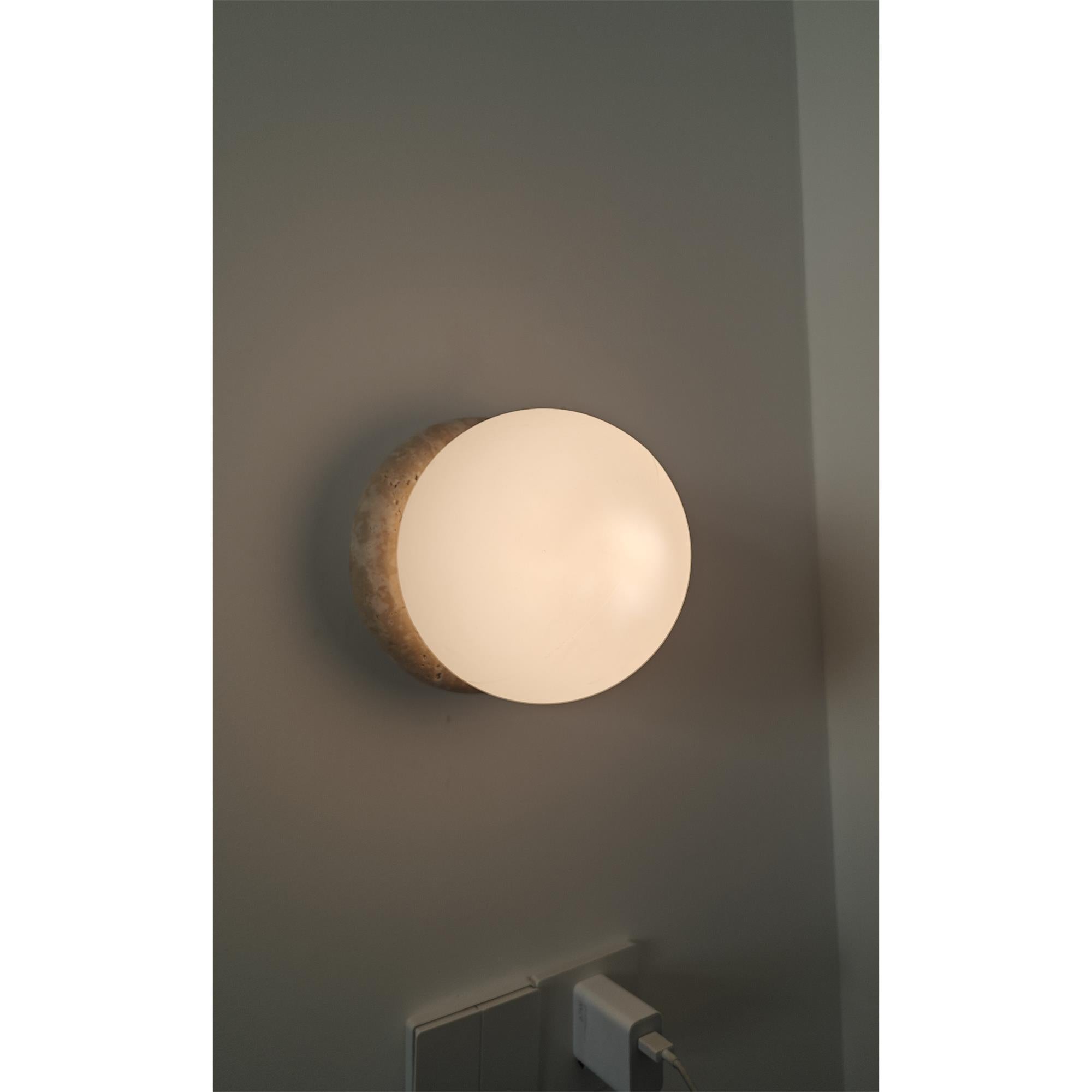 Blikuvys Moderne Minimaliste Travertin Verre Applique Murale - Neutralighting
