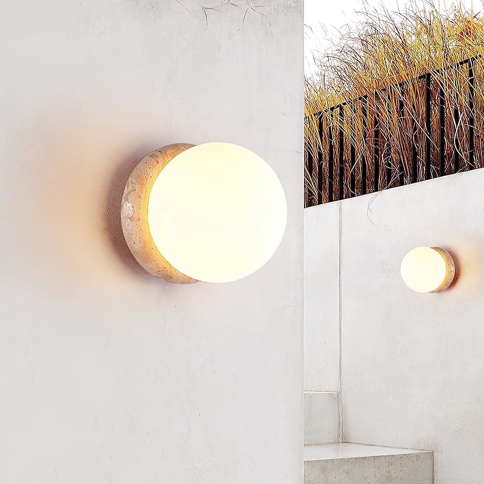 Blikuvys Modern Minimalist Travertine Glass Wall Lamp - Lamp Copper