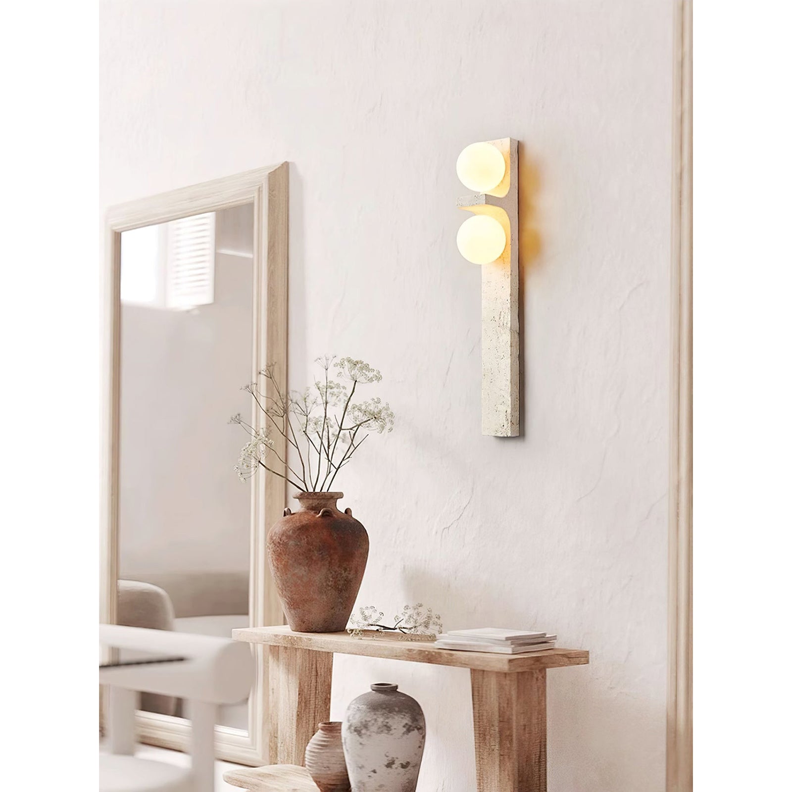 Eirikuvys Organic Modern Minimalist Travertine Wall Sconce - Lamp Copper
