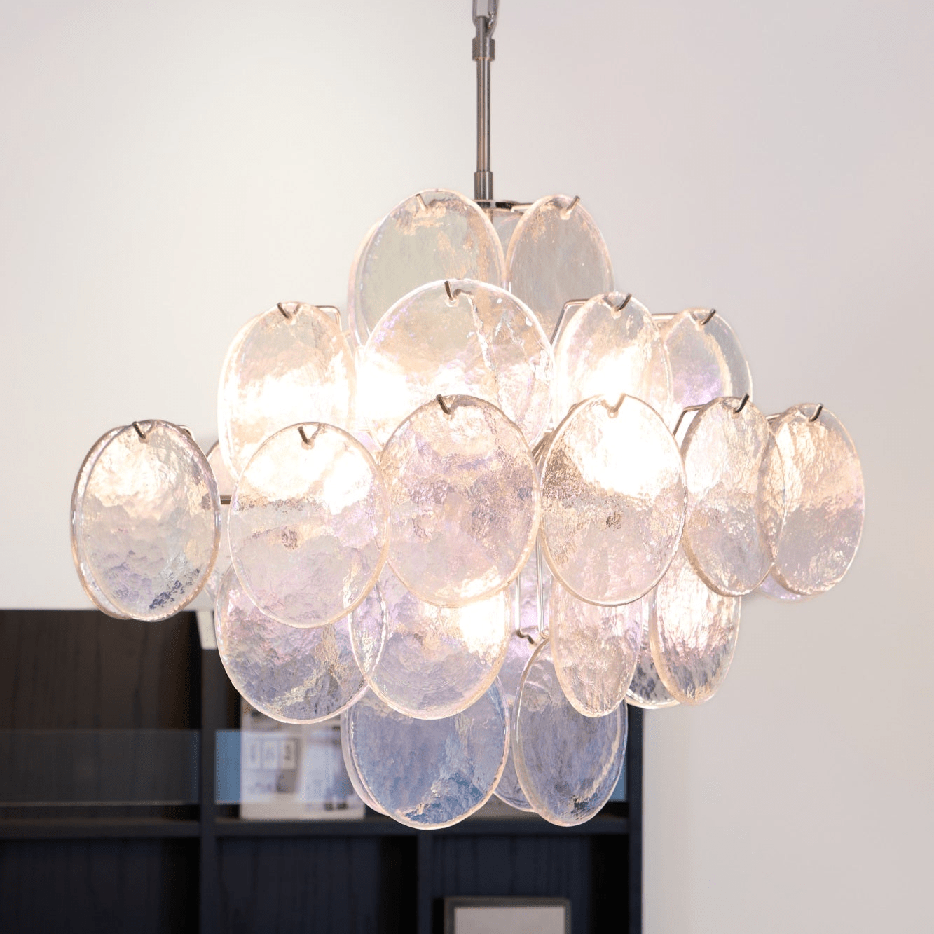 Aurora Chandelier Iridescent Murano Disc Layered - Letslighting