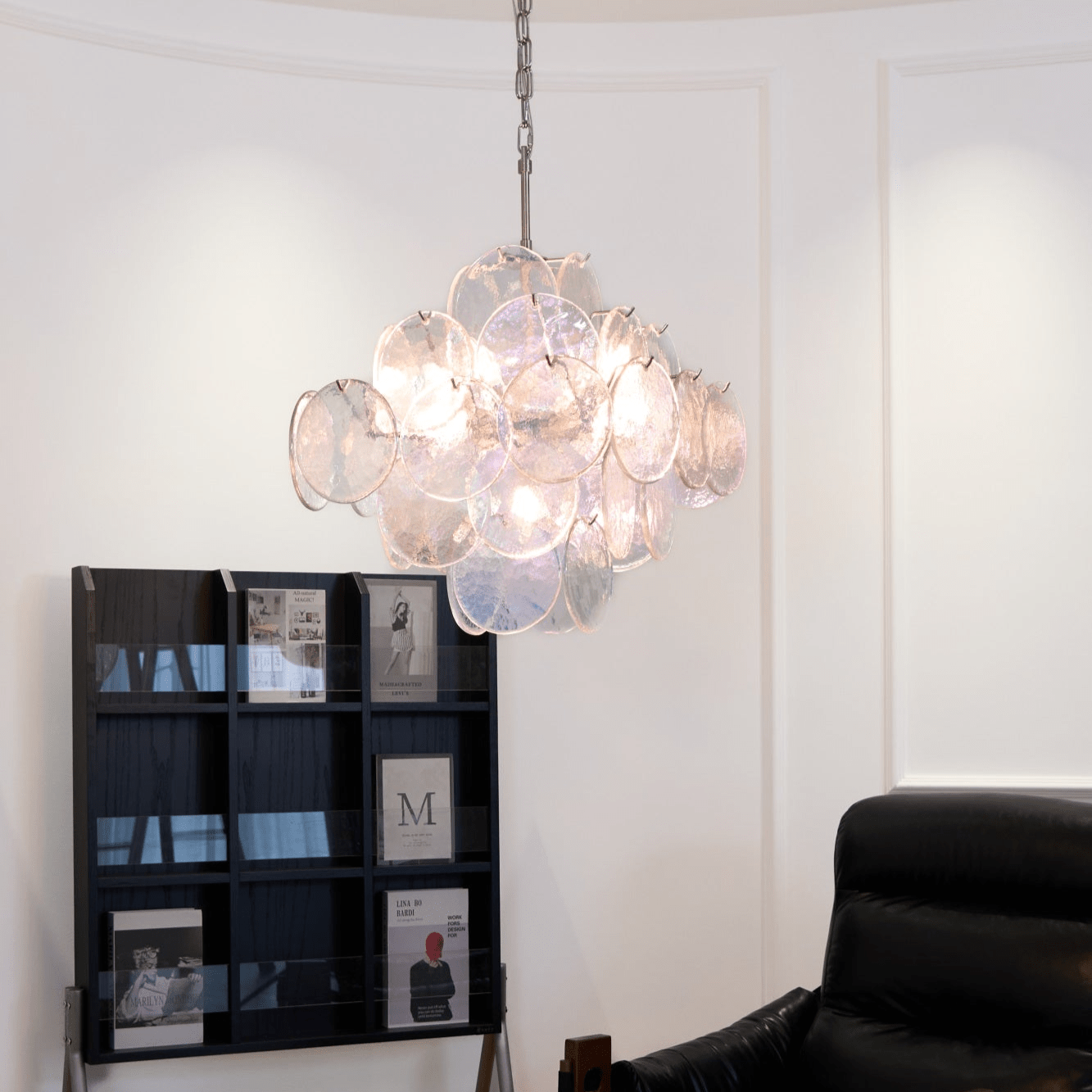 Aurora Chandelier Iridescent Murano Disc Layered - Letslighting
