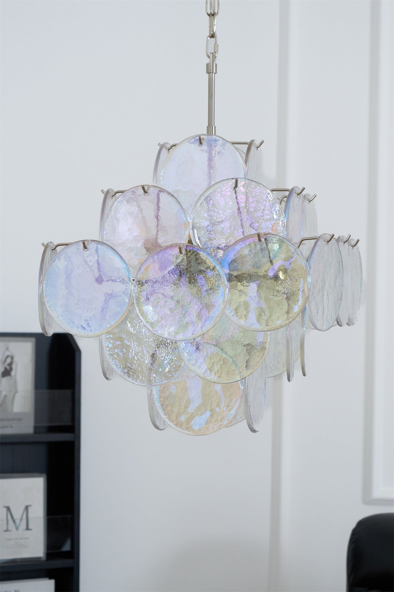 Aurora Chandelier Iridescent Murano Disc Layered - Letslighting