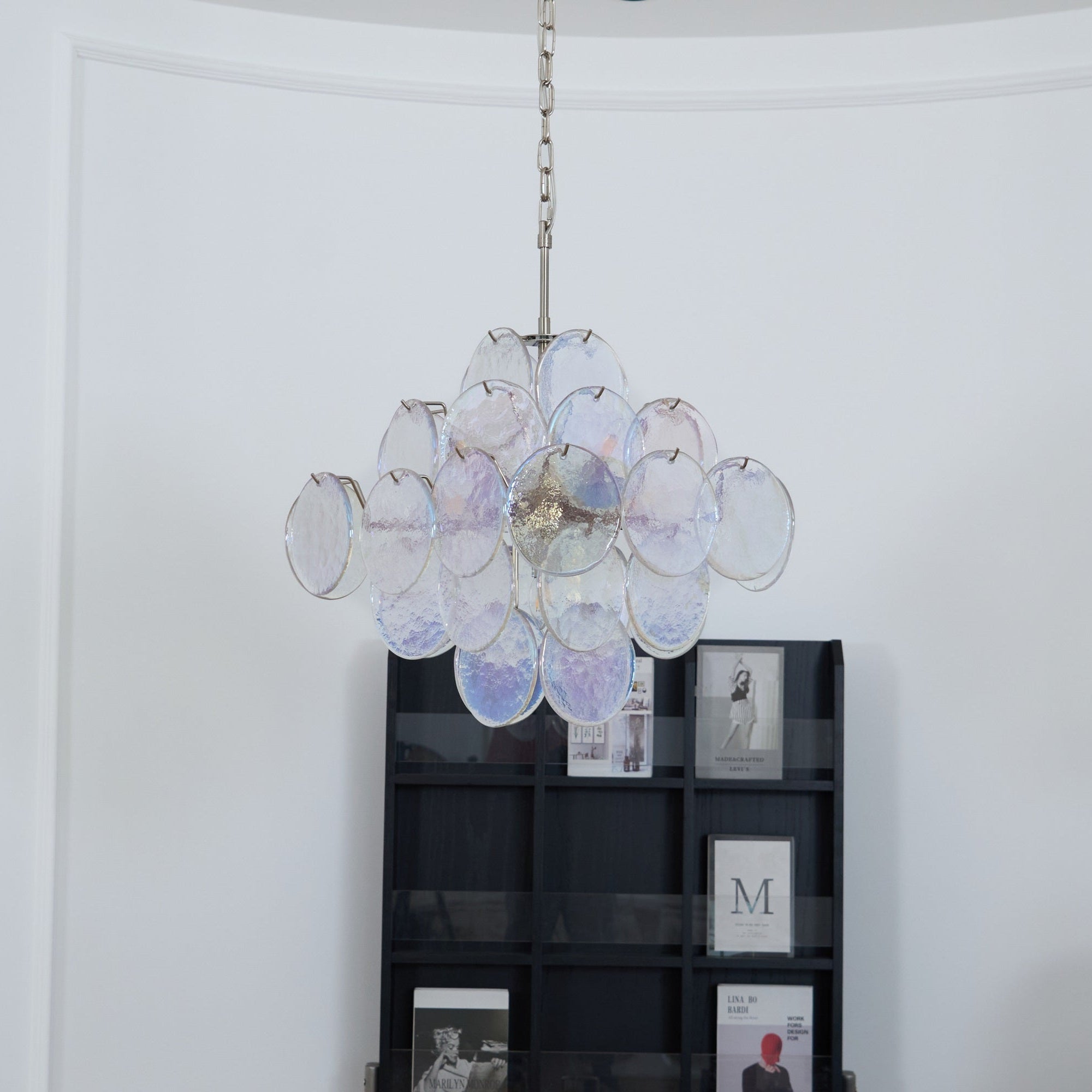 Aurora Chandelier Iridescent Murano Disc Layered - Letslighting