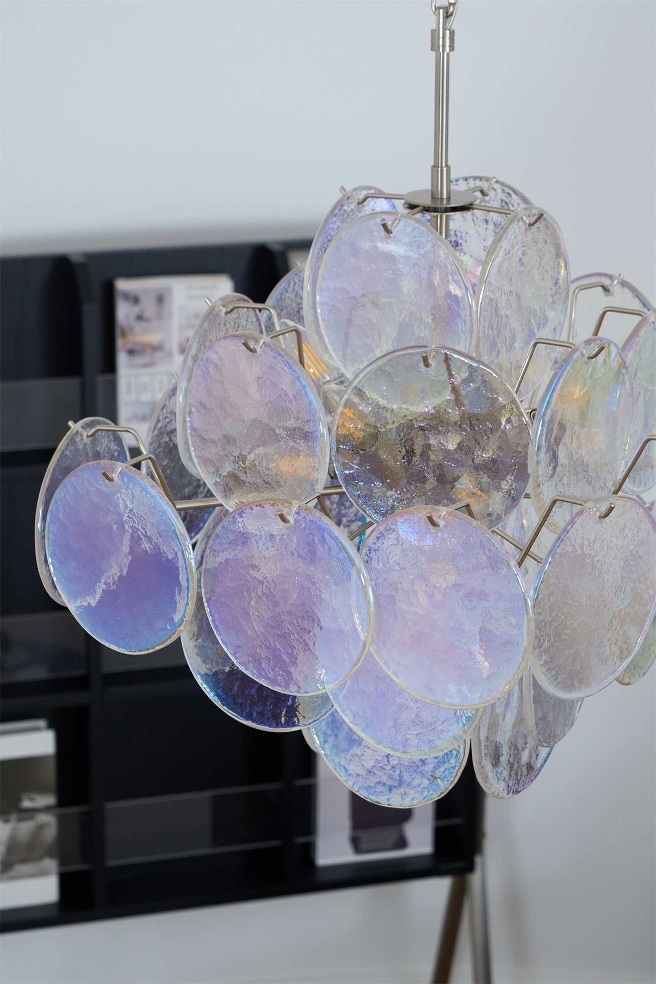 Aurora Chandelier Iridescent Murano Disc Layered - Letslighting