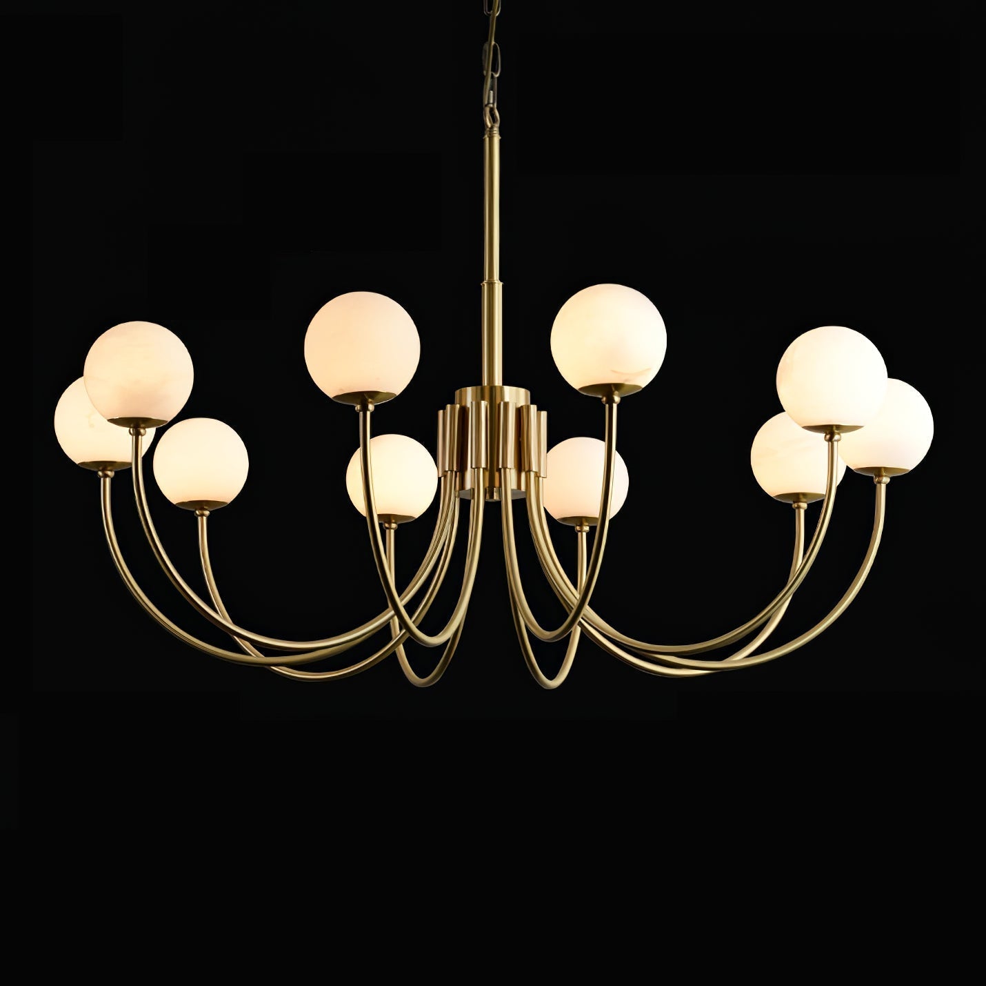 Mjolkuvys Moderne Minimaliste Globe Laiton Albâtre Lustre - Neutralighting