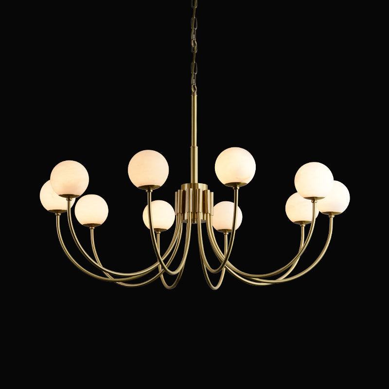 Mjolkuvys Moderne Minimaliste Globe Laiton Albâtre Lustre - Neutralighting
