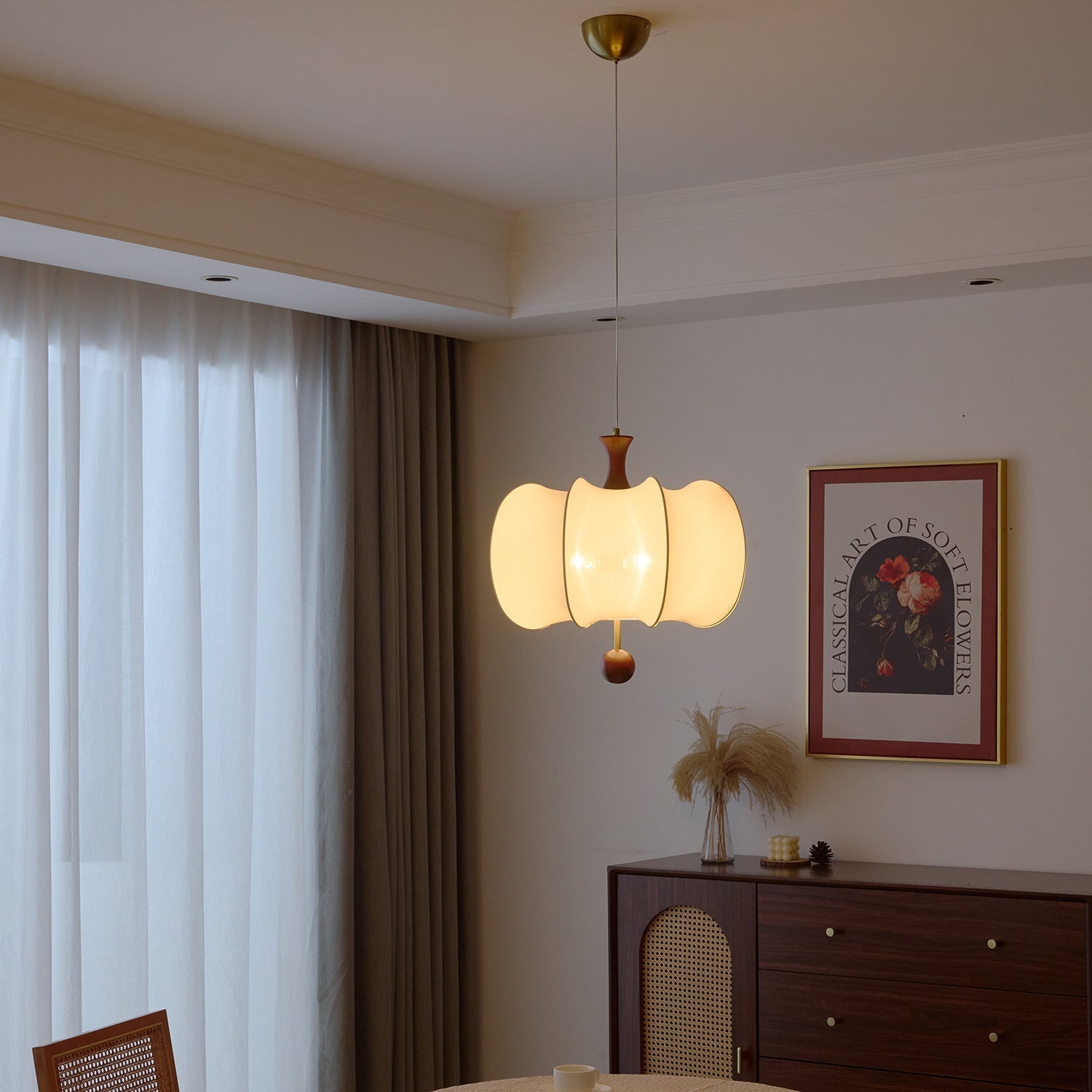 Calithra Lampe Pendante en Tissu et Bois - Neutralighting