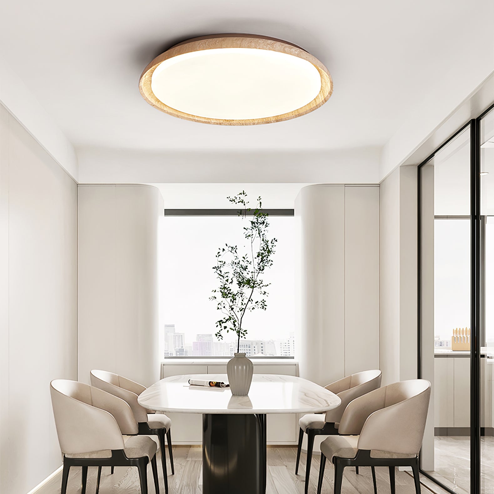 ElvinilaPlafonnier Bord-Rond en Travertin - Neutralighting