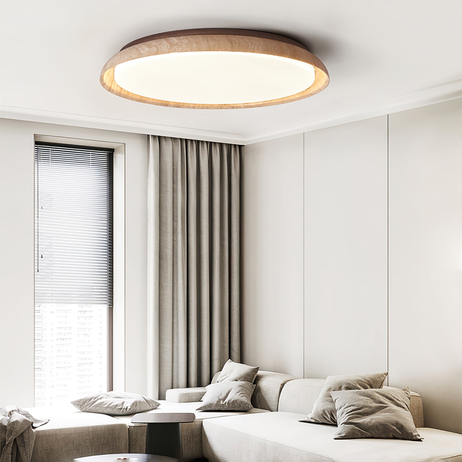 ElvinilaPlafonnier Bord-Rond en Travertin - Neutralighting