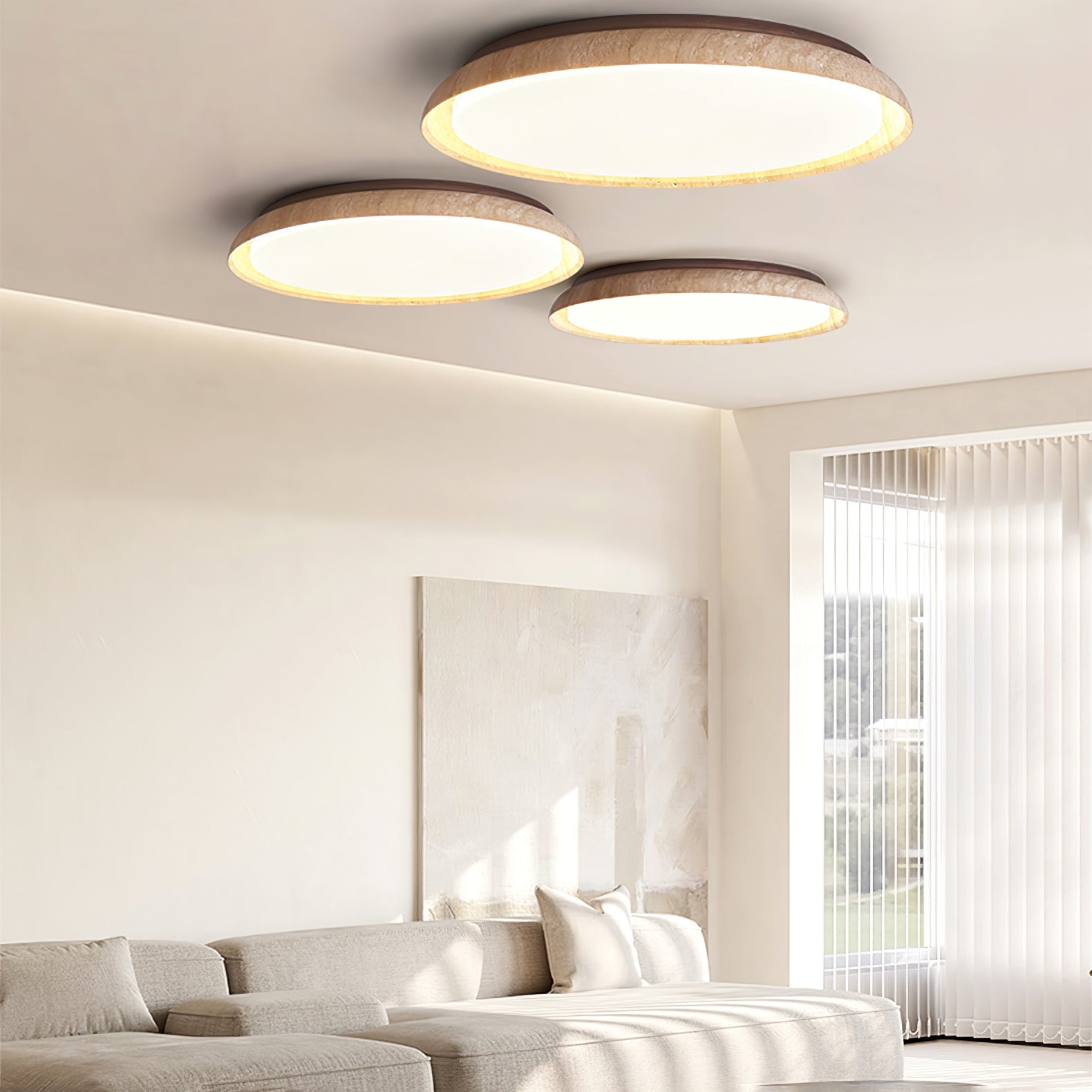 ElvinilaPlafonnier Bord-Rond en Travertin - Neutralighting