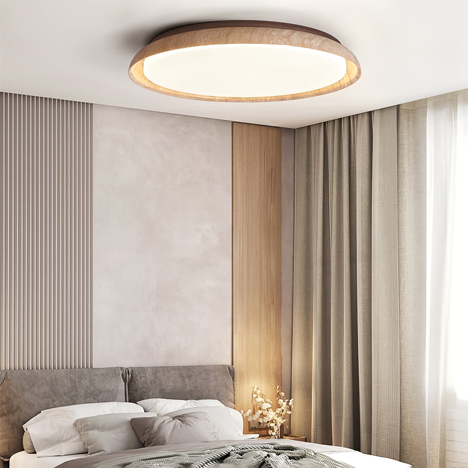 ElvinilaPlafonnier Bord-Rond en Travertin - Neutralighting