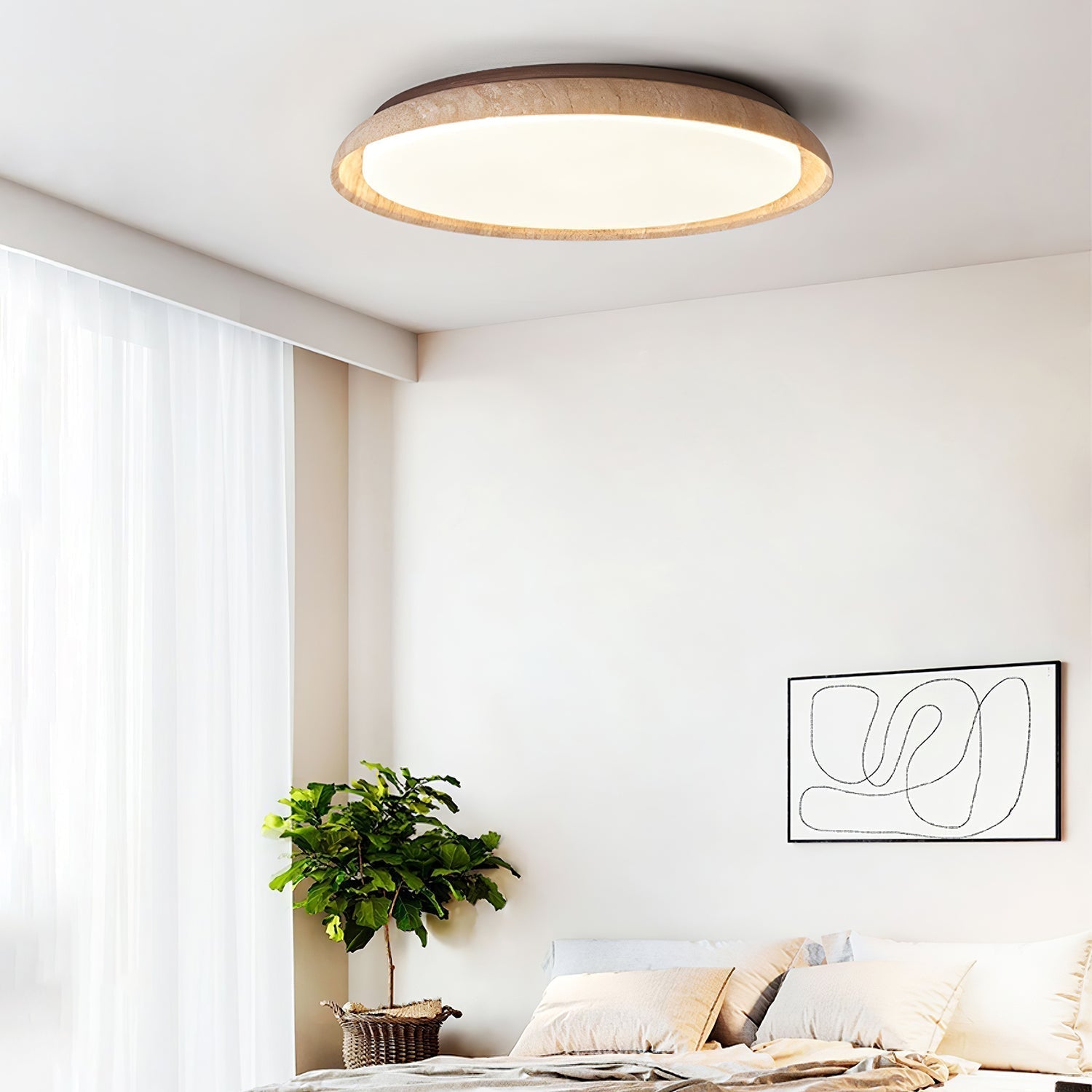 ElvinilaPlafonnier Bord-Rond en Travertin - Neutralighting