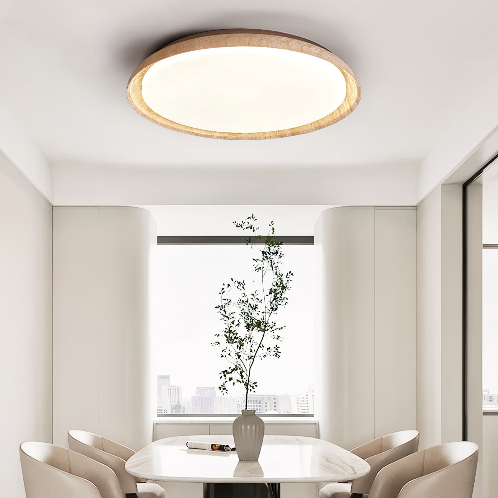 ElvinilaPlafonnier Bord-Rond en Travertin - Neutralighting