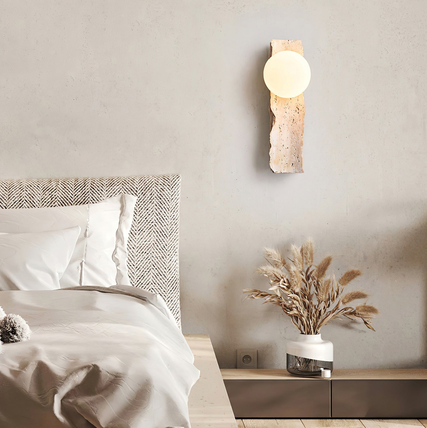 Aureum Modern Minimalist Glass Travertine Wall Lamp - Lamp Copper