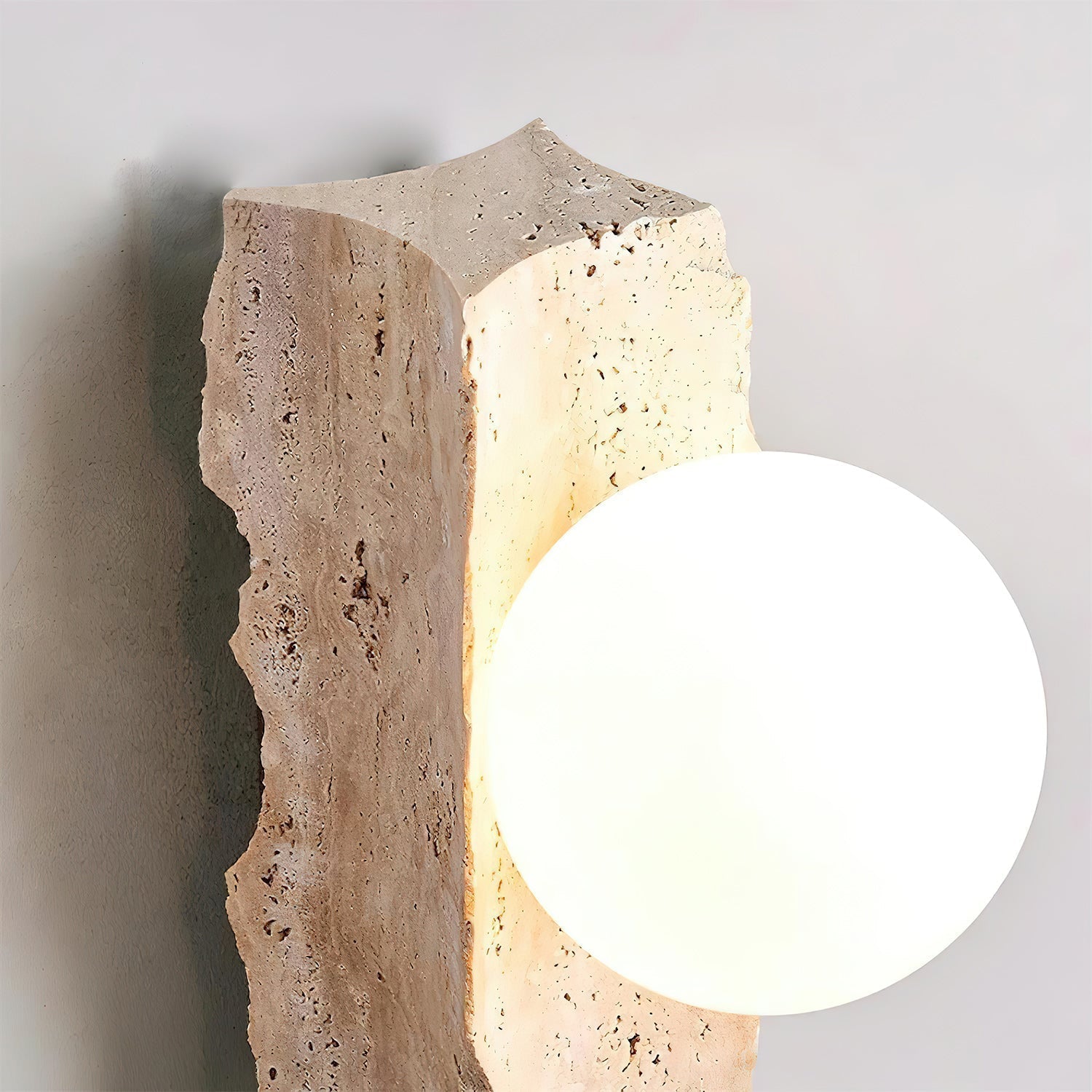Aureum Modern Minimalist Glass Travertine Wall Lamp - Lamp Copper