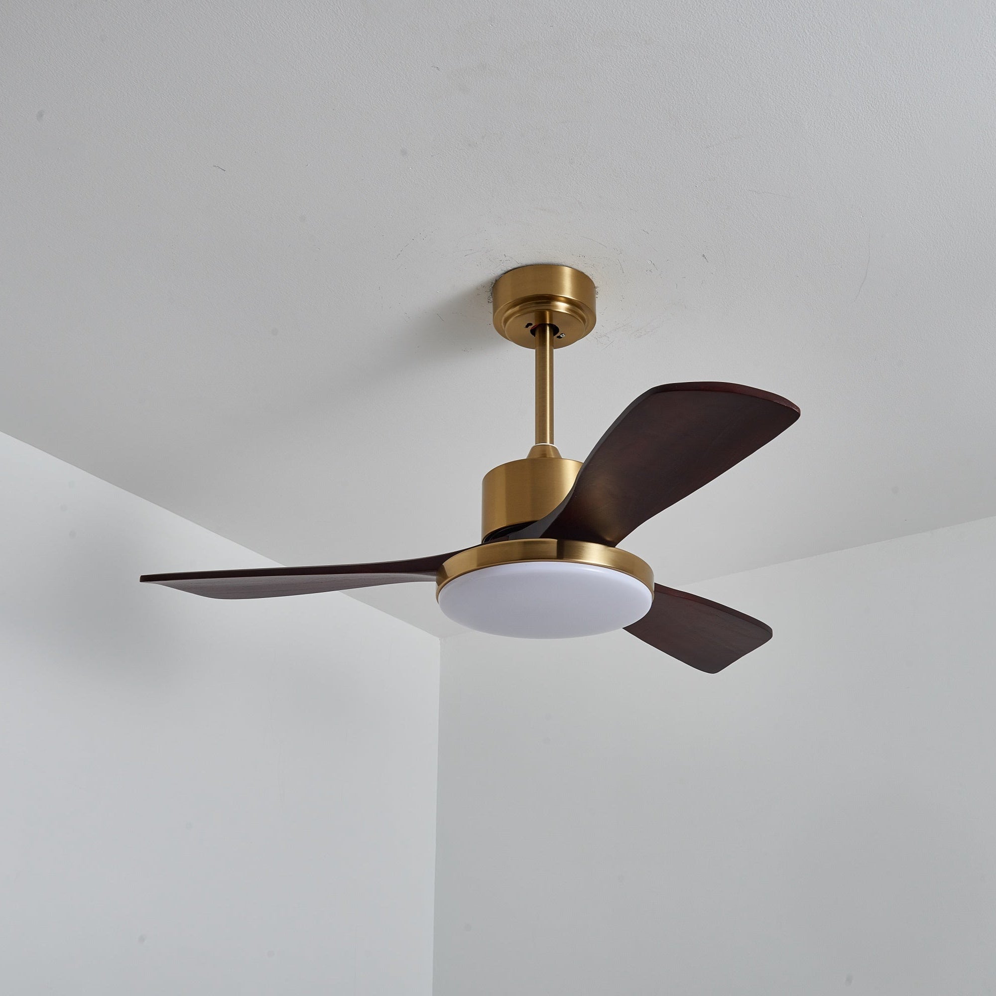 Vue latérale du plafonnier ventilateur Xen, soulignant son profil fin