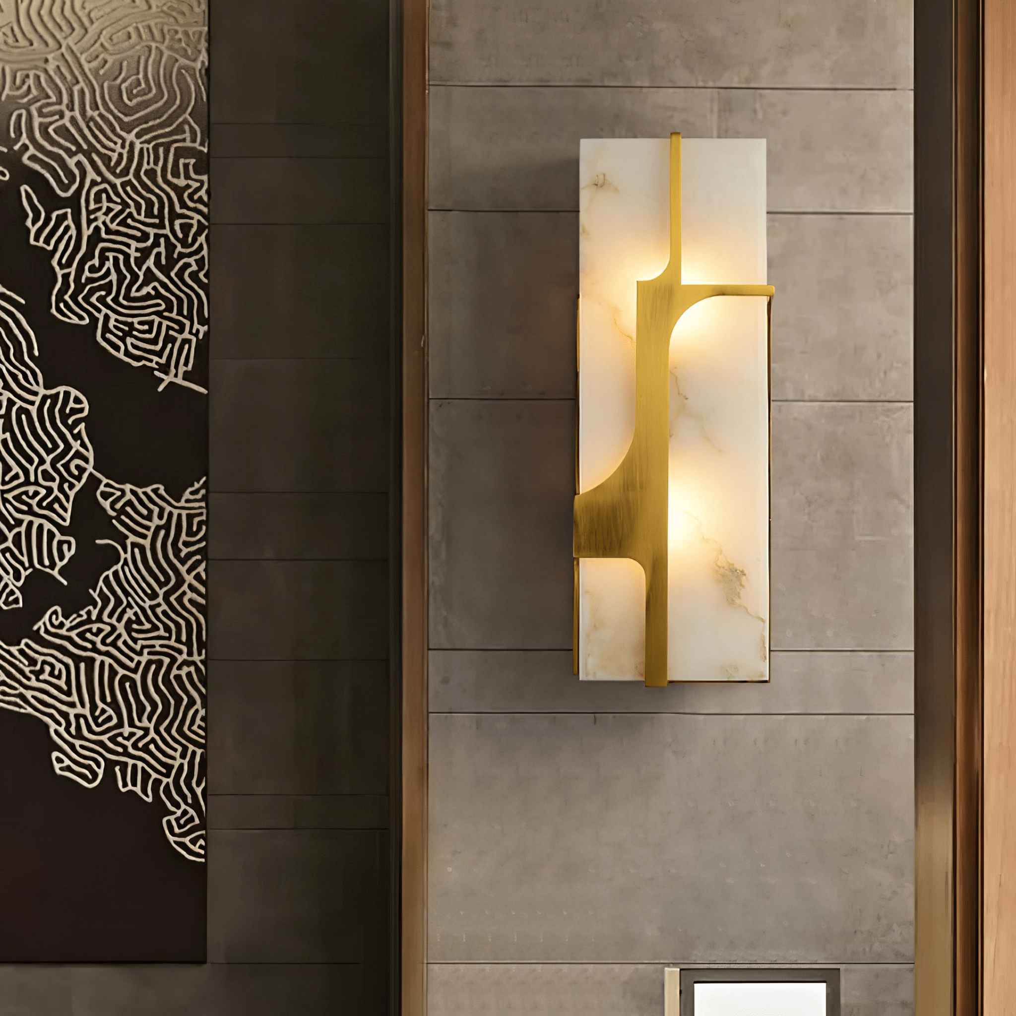 Ocarionis Applique Murale Géométrique en Albâtre - Neutralighting