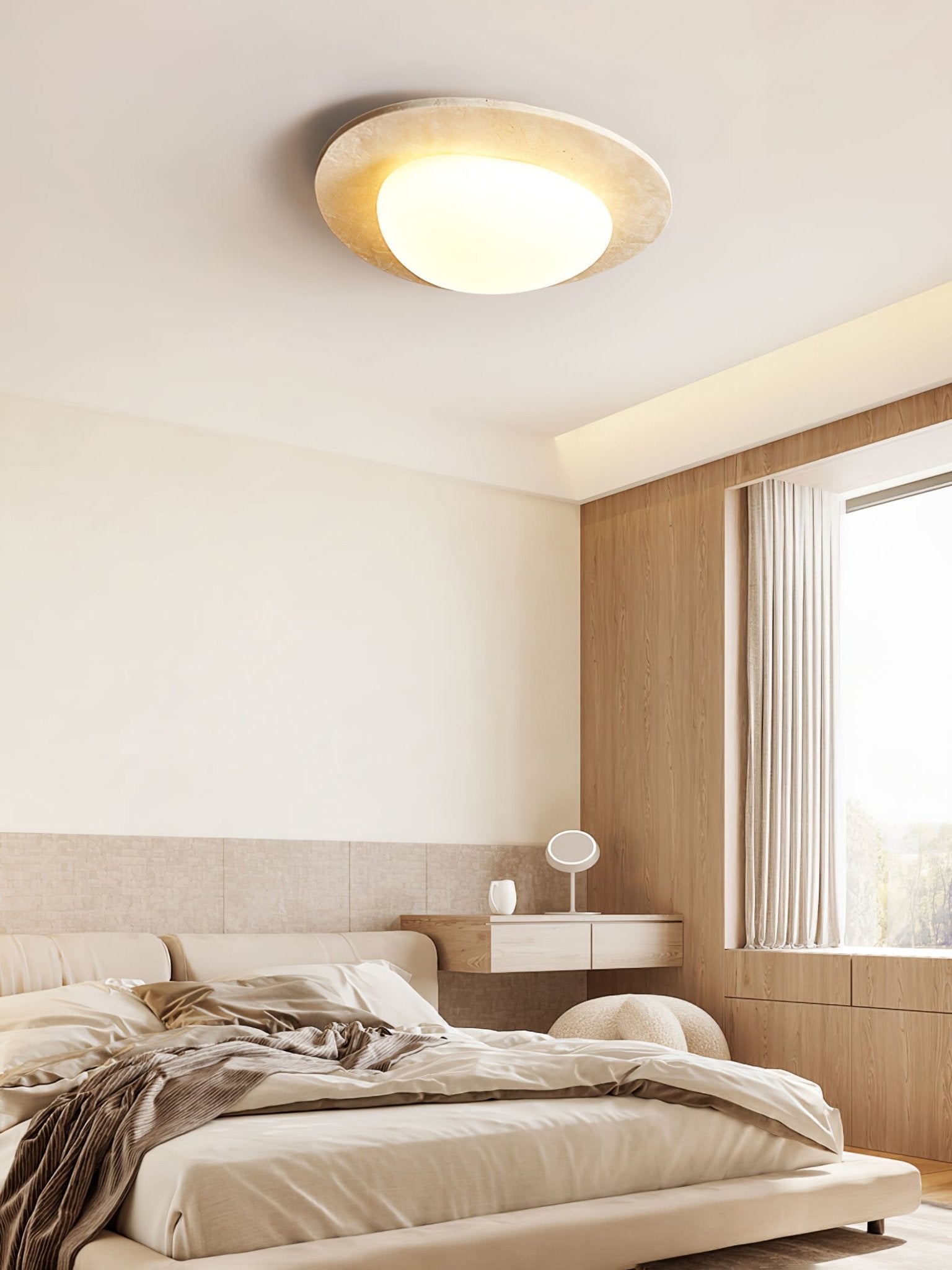 Orlaeisra Plafonnier Circulaire en Travertin - Neutralighting