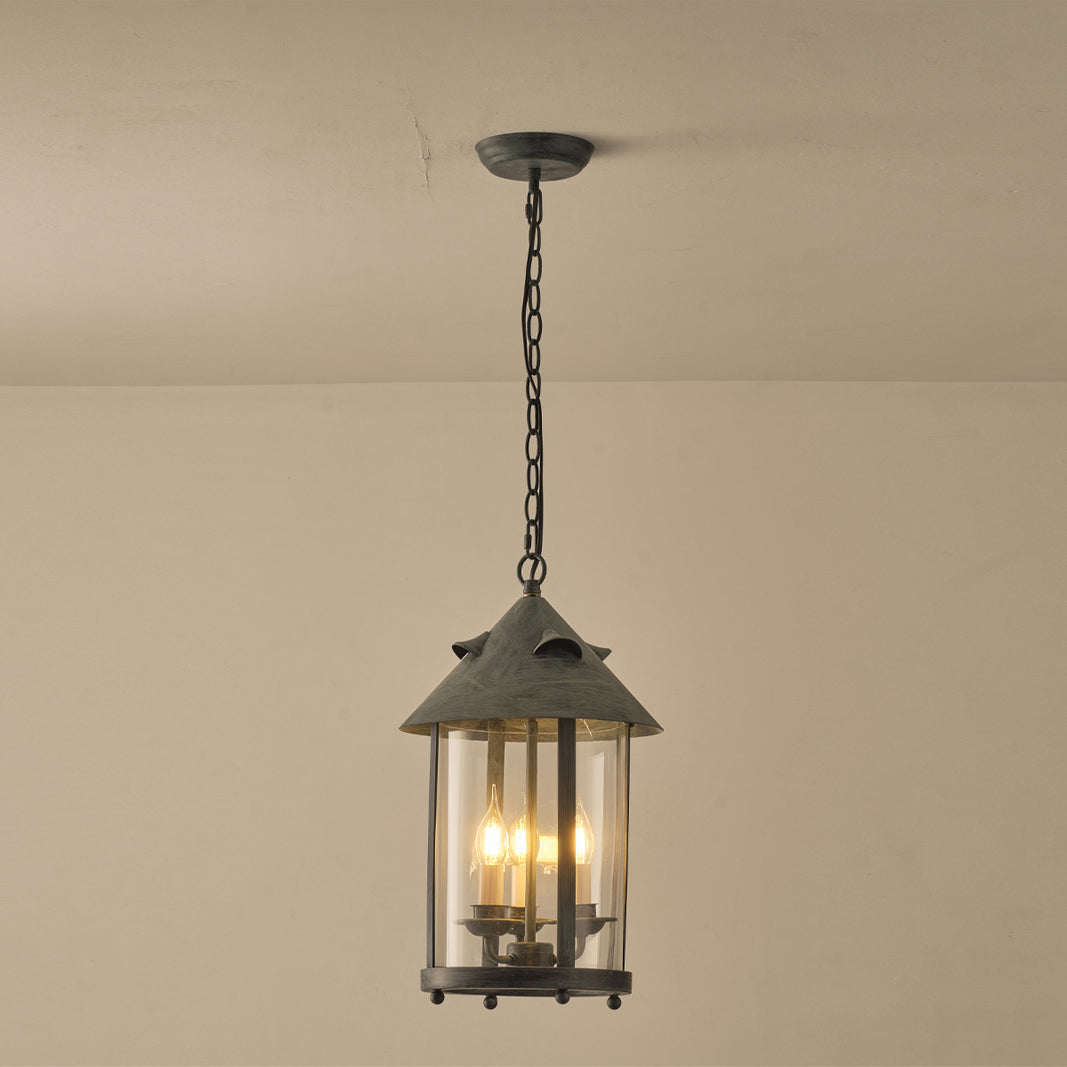 Tinduvyh Vintage Industrial Metal Glass Lantern Pendant Lamp - Lamp Copper