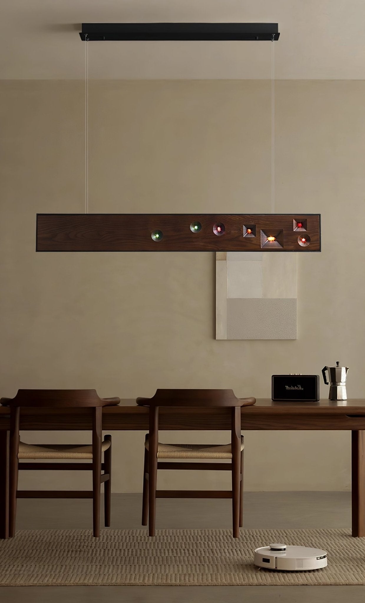 Lustra Suspension Bois Pierre Précieuse Linéaire LED - Neutralighting