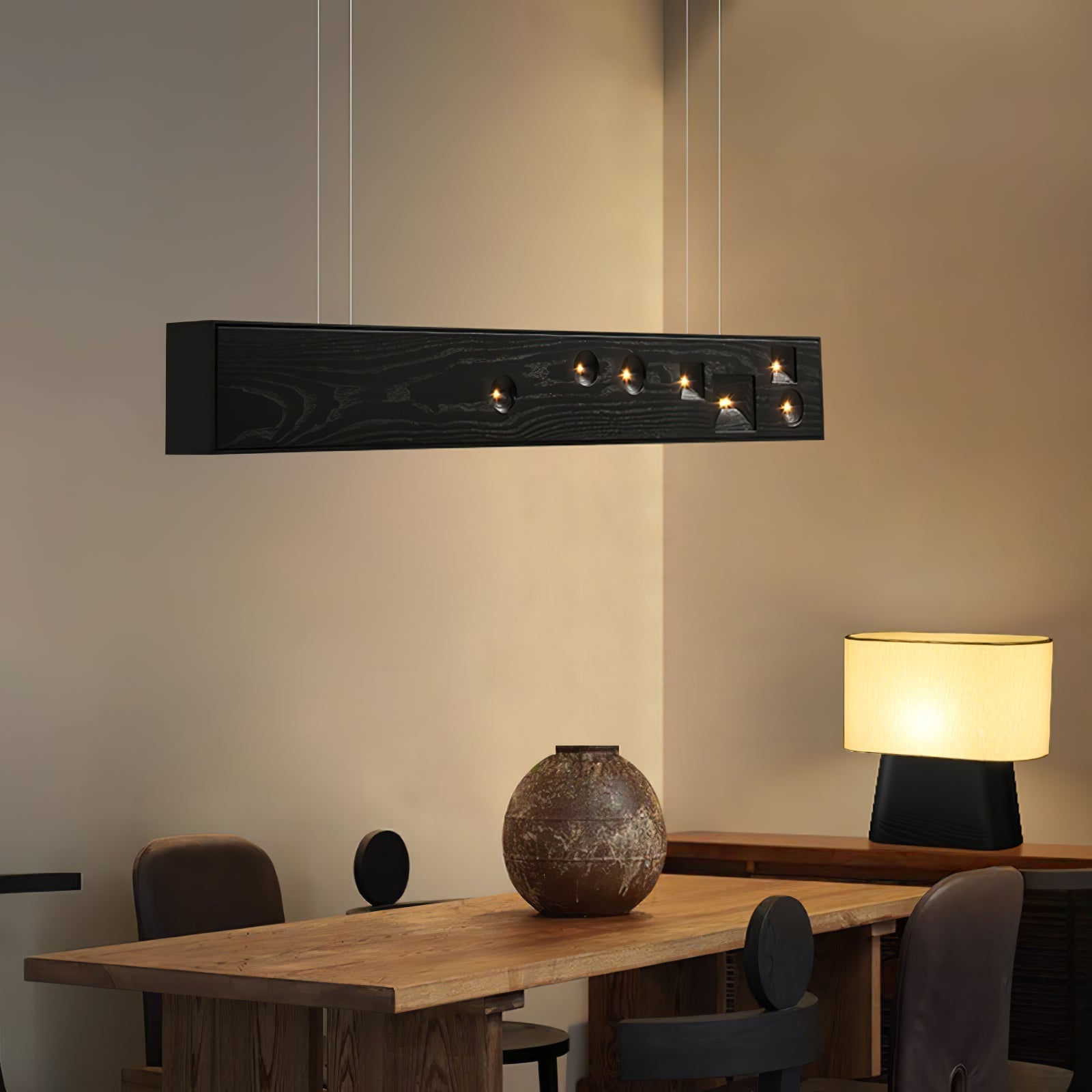 Lustra Suspension Bois Pierre Précieuse Linéaire LED - Neutralighting