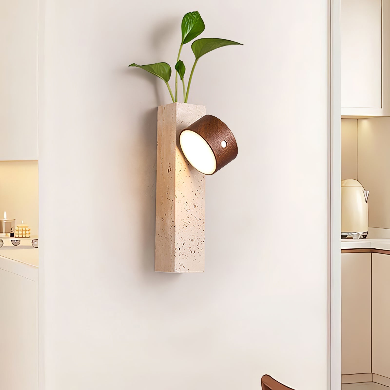 Zarinila Rectangulaire-Bloc Travertin Luminaire Mural - Neutralighting