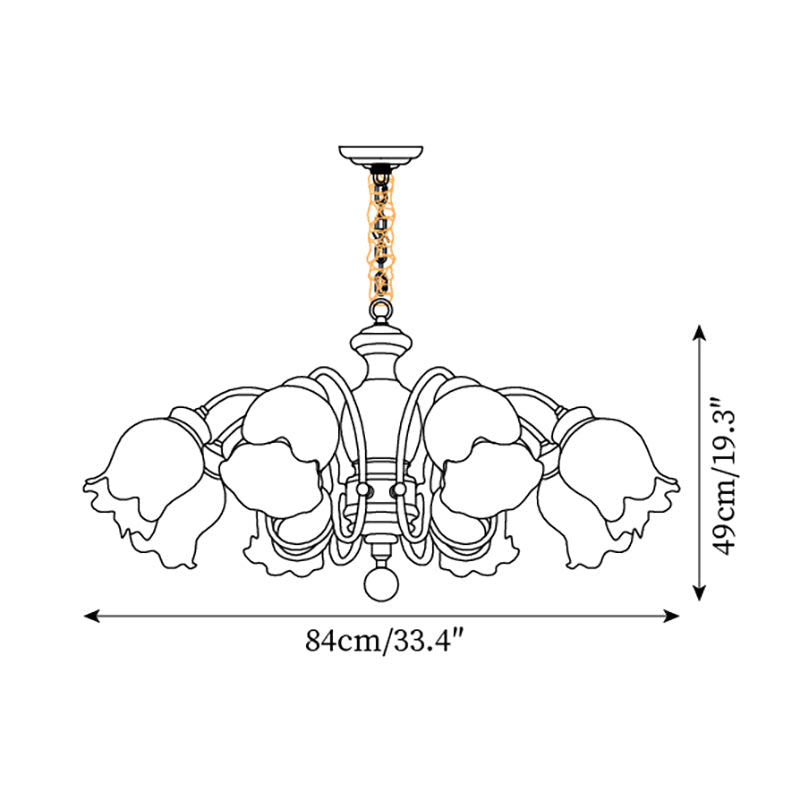 Chandelier Tulip Glass Shades Walnut Wood Frame Rustic - Letslighting