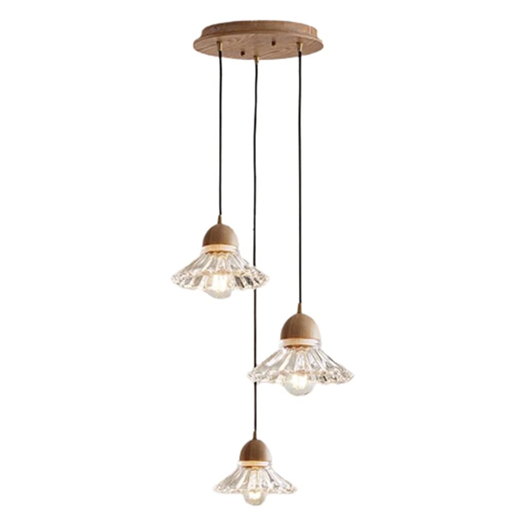 Valentina Rétro LED Suspension Bois Verre Salon/Chambre À Coucher - Neutralighting