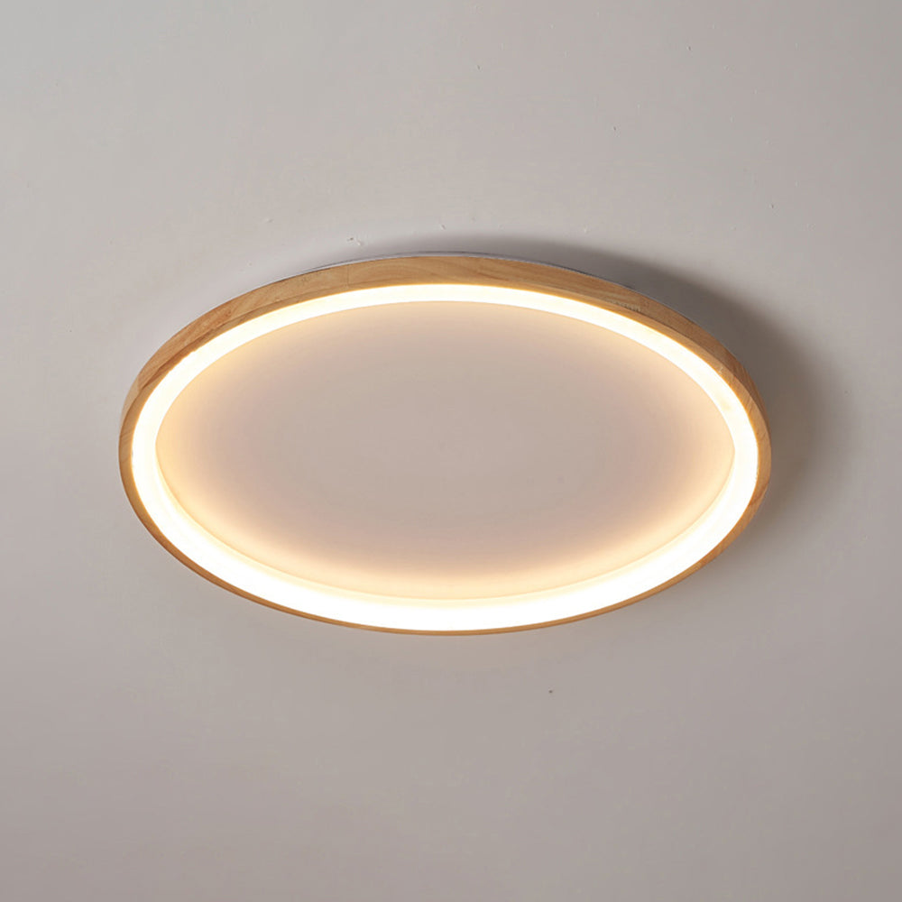 Muto Plafonnier Anneau Moderne, Bois/Acrylique, Doré, Salon - Neutralighting