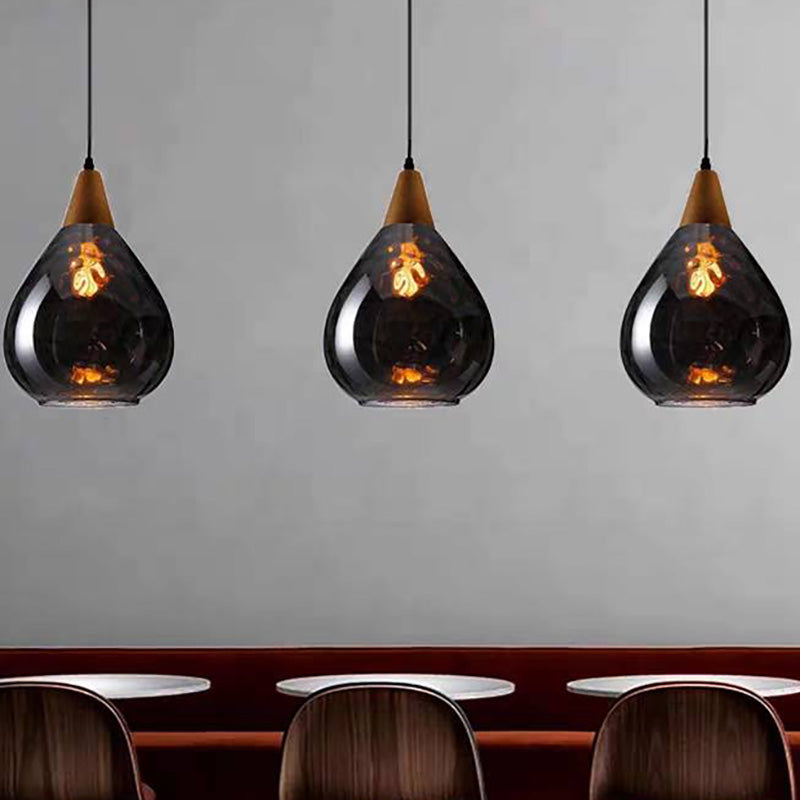 Arisha Vintage LED Suspension Ambre Verre Bois Chambre à coucher - Neutralighting