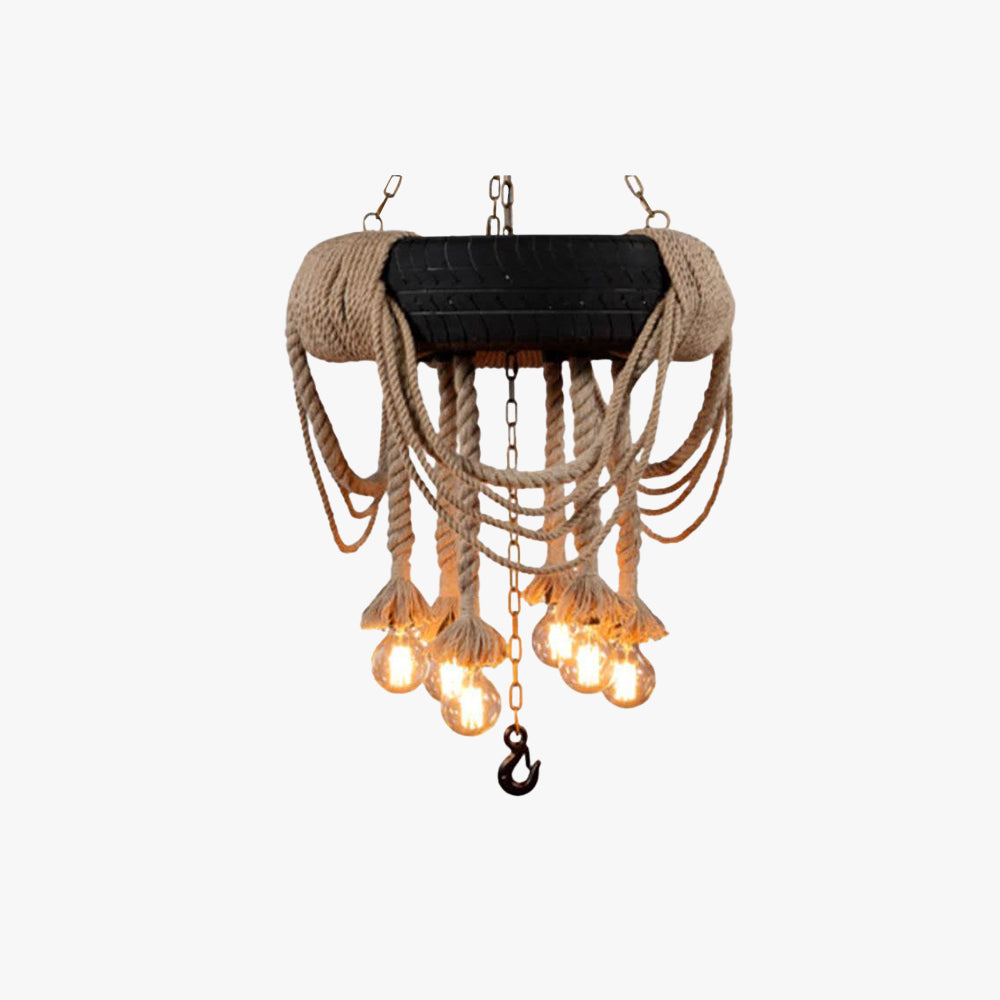 Epoch Vintage Industriel Lustre Pneumatique À Corde Salon - Neutralighting