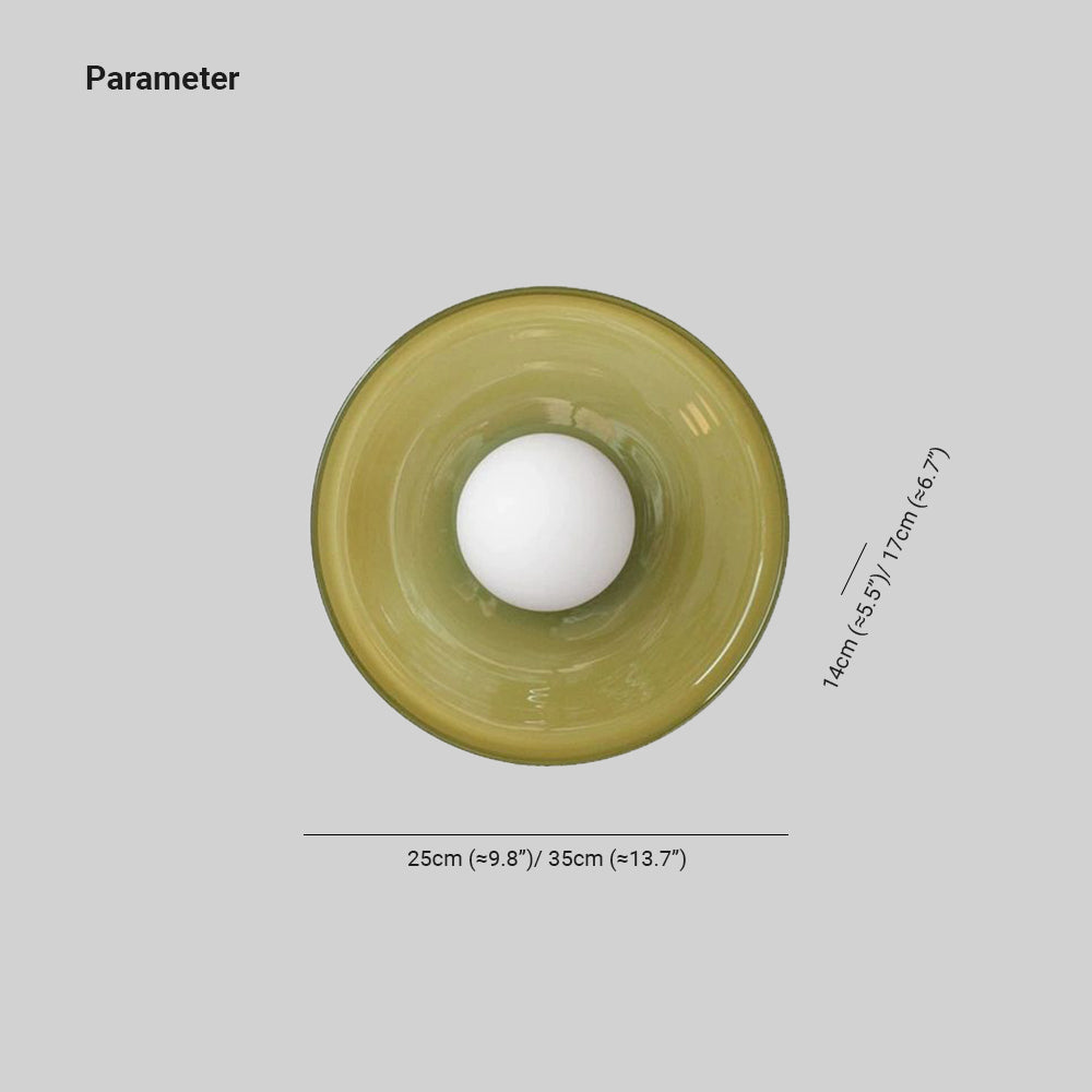 Jess Plafonnier Dôme Moderne. Verre/Métal. Blanc/Vert/Orange. Salon