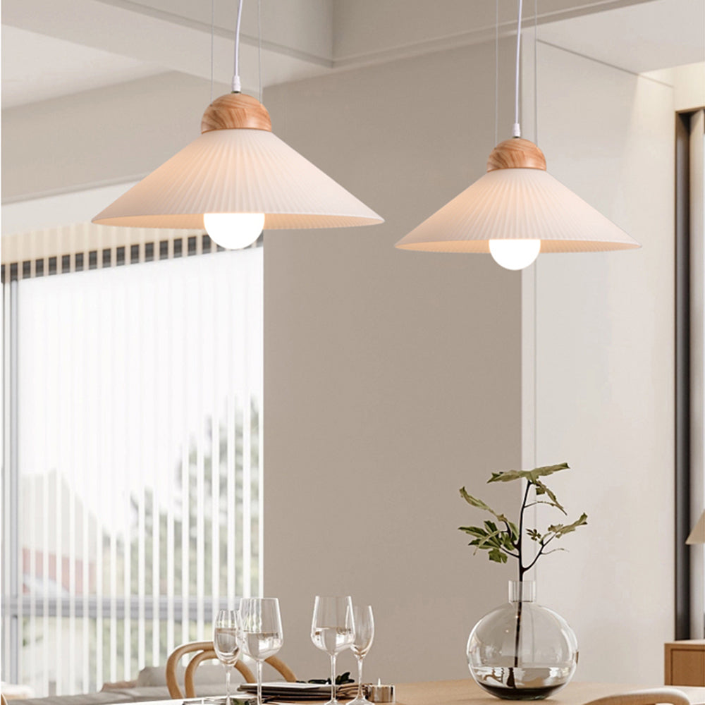 Muto Suspension Bol Moderne, Bois/Verre, Marron, Salon - Neutralighting