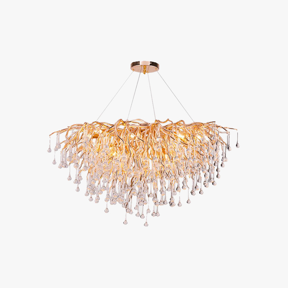 Arisha Lustre Fleur Luxueux, Metal/Cristal, Or, Salon