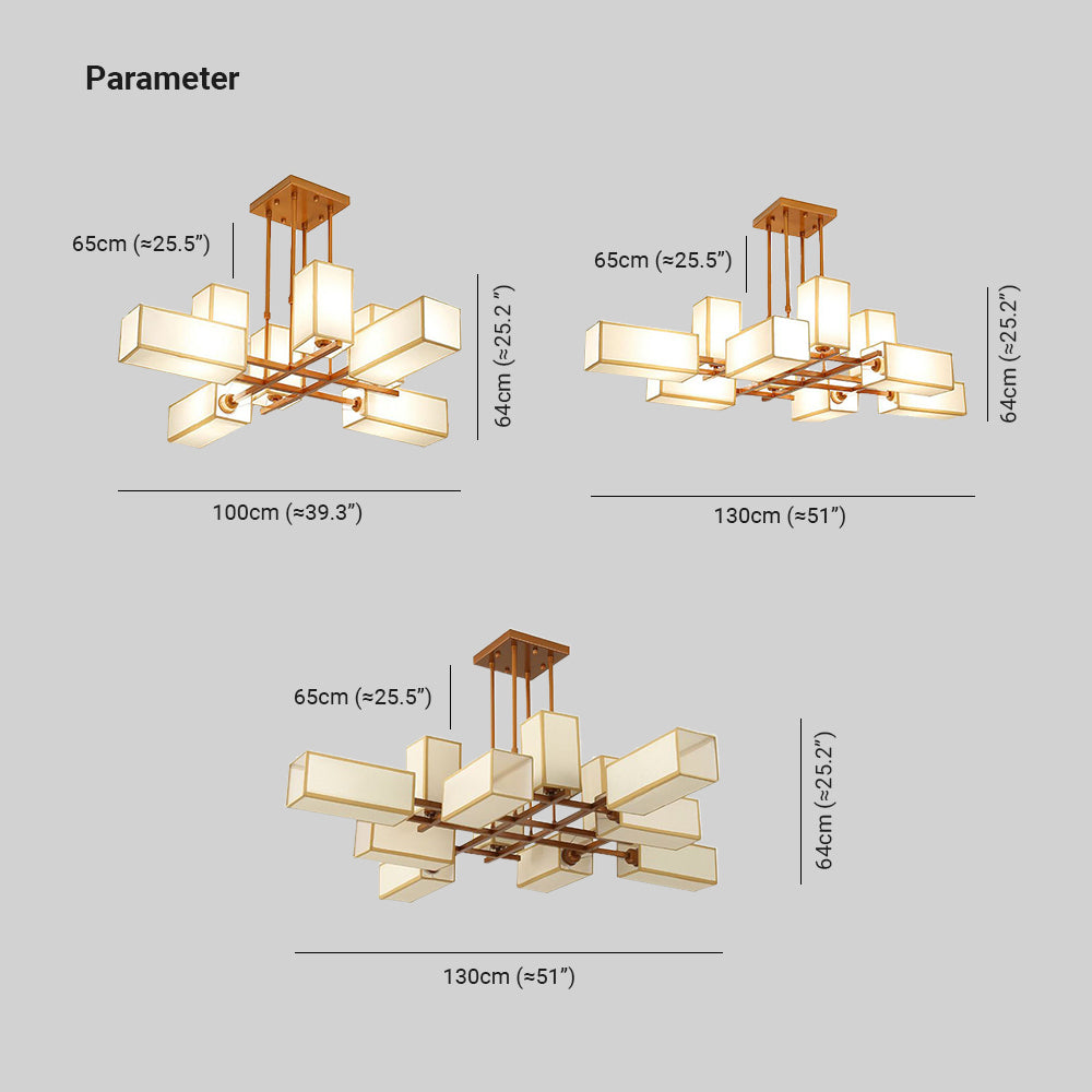 Arisha Lustre Carré Contemporain, Metal/Tissu, Noir/Or, Chambre - Neutralighting