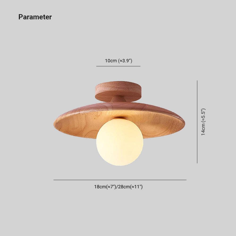 Oaki Plafonnier Bol Moderne. Bois/Verre. Bois/Noyer. Salon - Neutralighting
