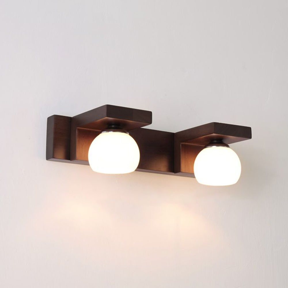 Muto Applique Murale à Miroir Intérieur Ronde Vintage LED Bois/Verre Burn Salle de Bain - Neutralighting