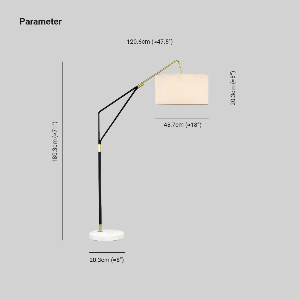 Tiffany Lampadaire Cylindre Moderne Métal/Tissu Blanc Salon/Chambre à Coucher Grande - Neutralighting