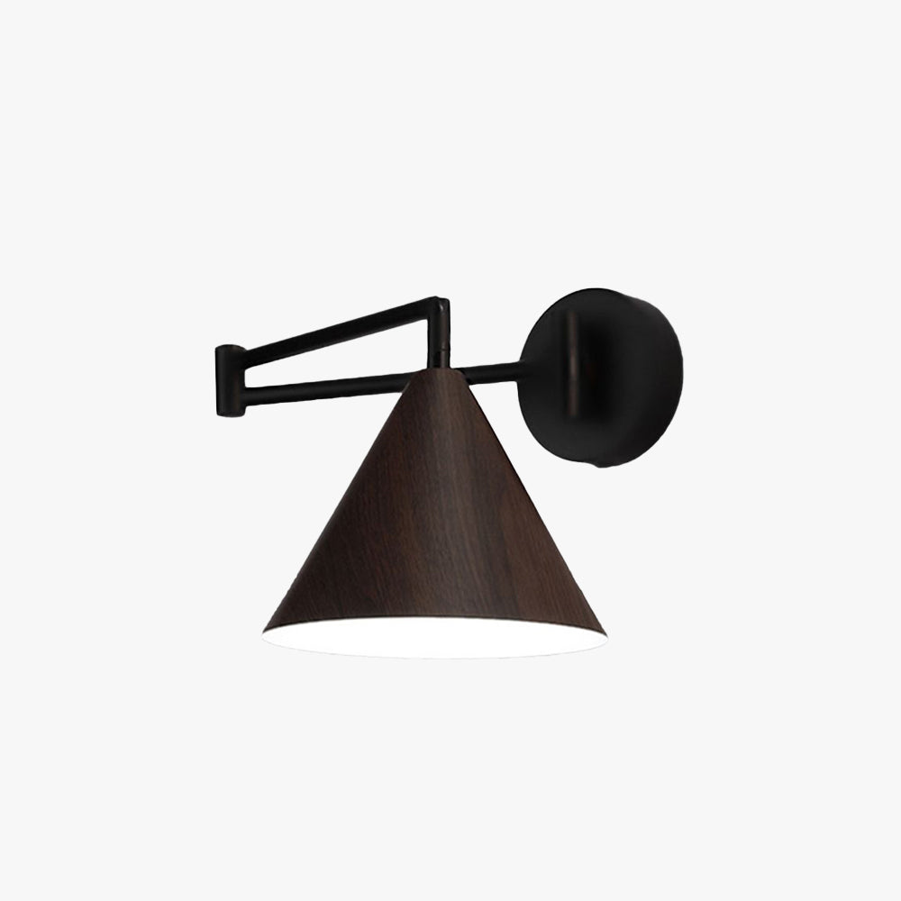 Muto Applique Murale Ajustable Conique, Métal, Marron/Bois, Chambre - Neutralighting