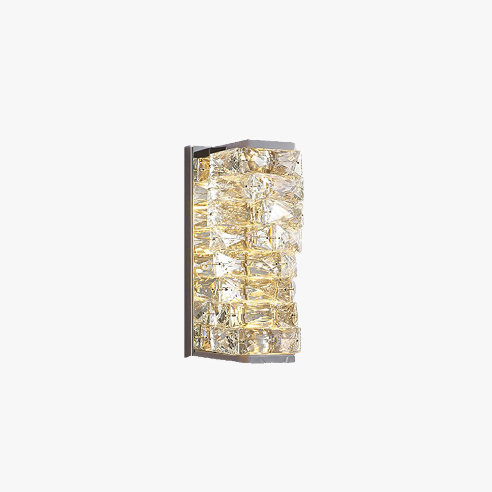 Kristy Applique Murale Rectangulaire Luxe, Métal/Cristal, Or/Chormé, Salon - Neutralighting